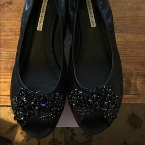 Luna Black flats embellished with Black Stones